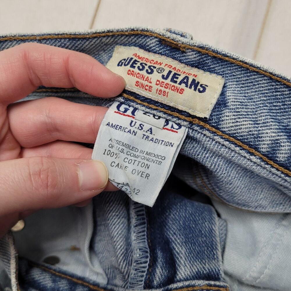 Guess Light Wash Denim Cutoff Shorts with Back Logo - Picture 7 of 9